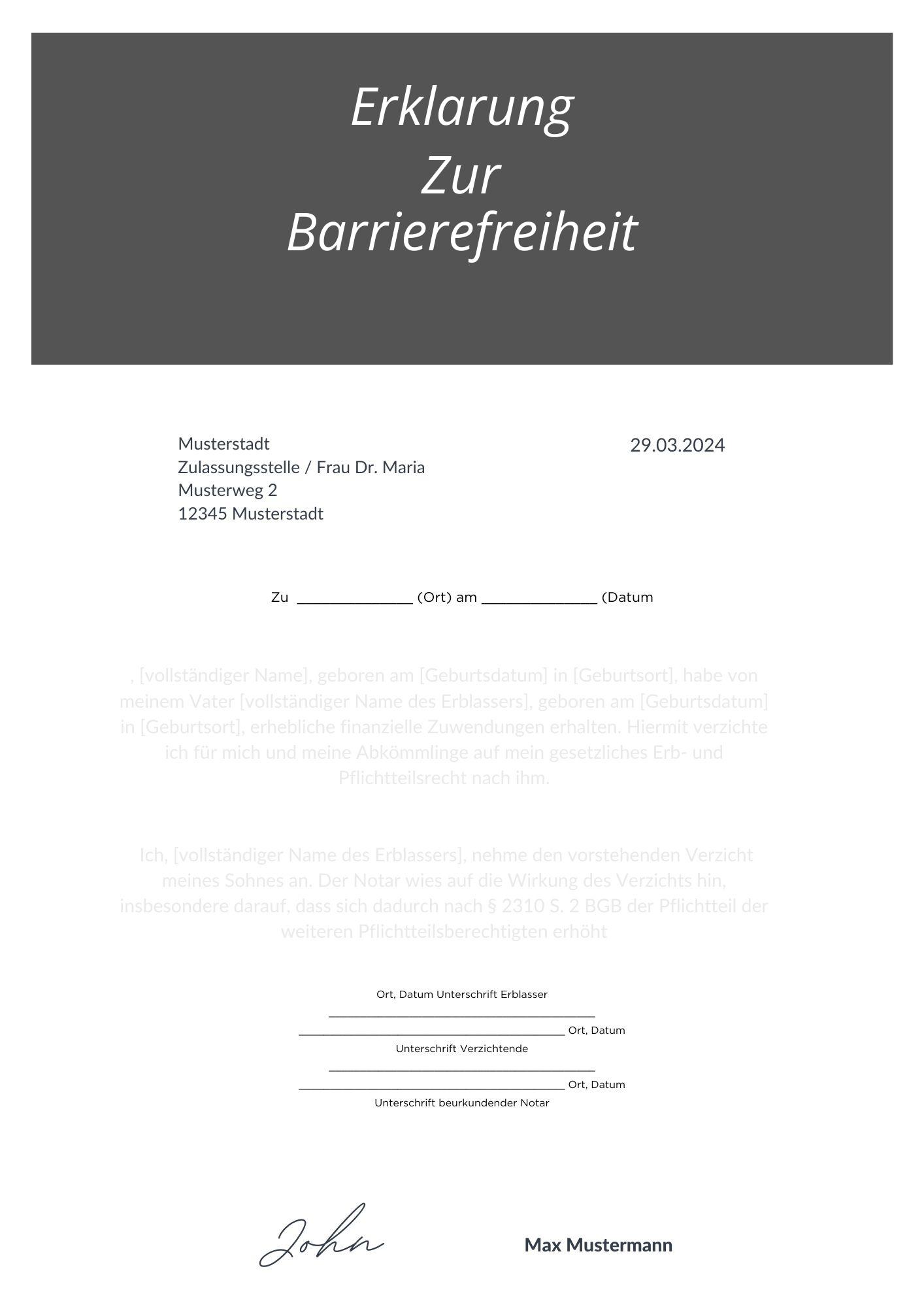 Erklärung Zur Barrierefreiheit