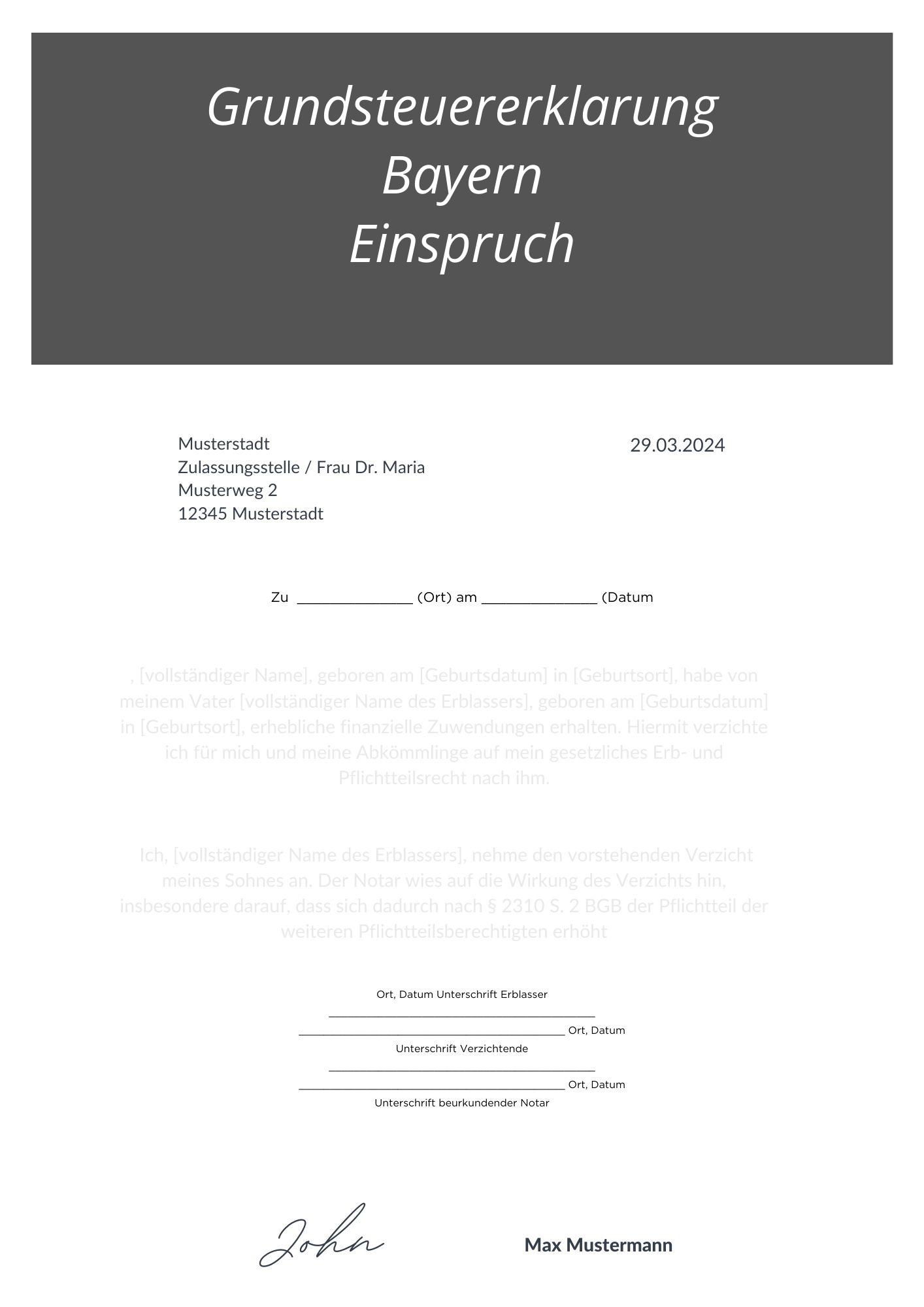Grundsteuererklärung Bayern Einspruch